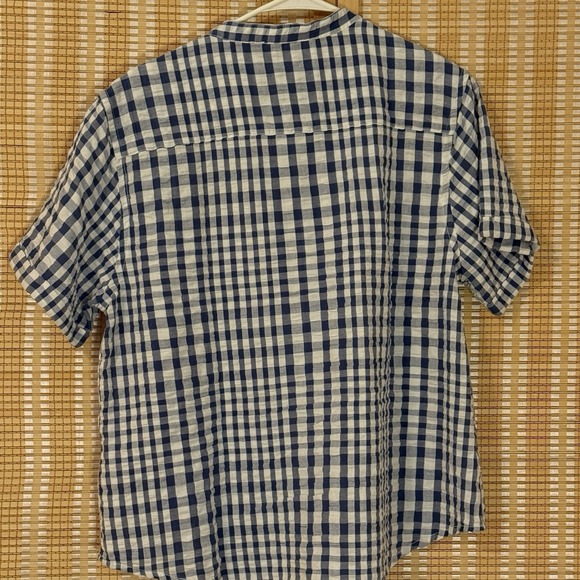 Dylan Womens L Top Blue White Gingham Checkered Button Up Western Cottagecore - Picture 3 of 8